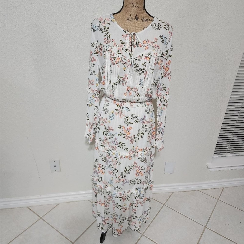 AMERICAN Rag floral prairie tiered maxi dress size large new!!!